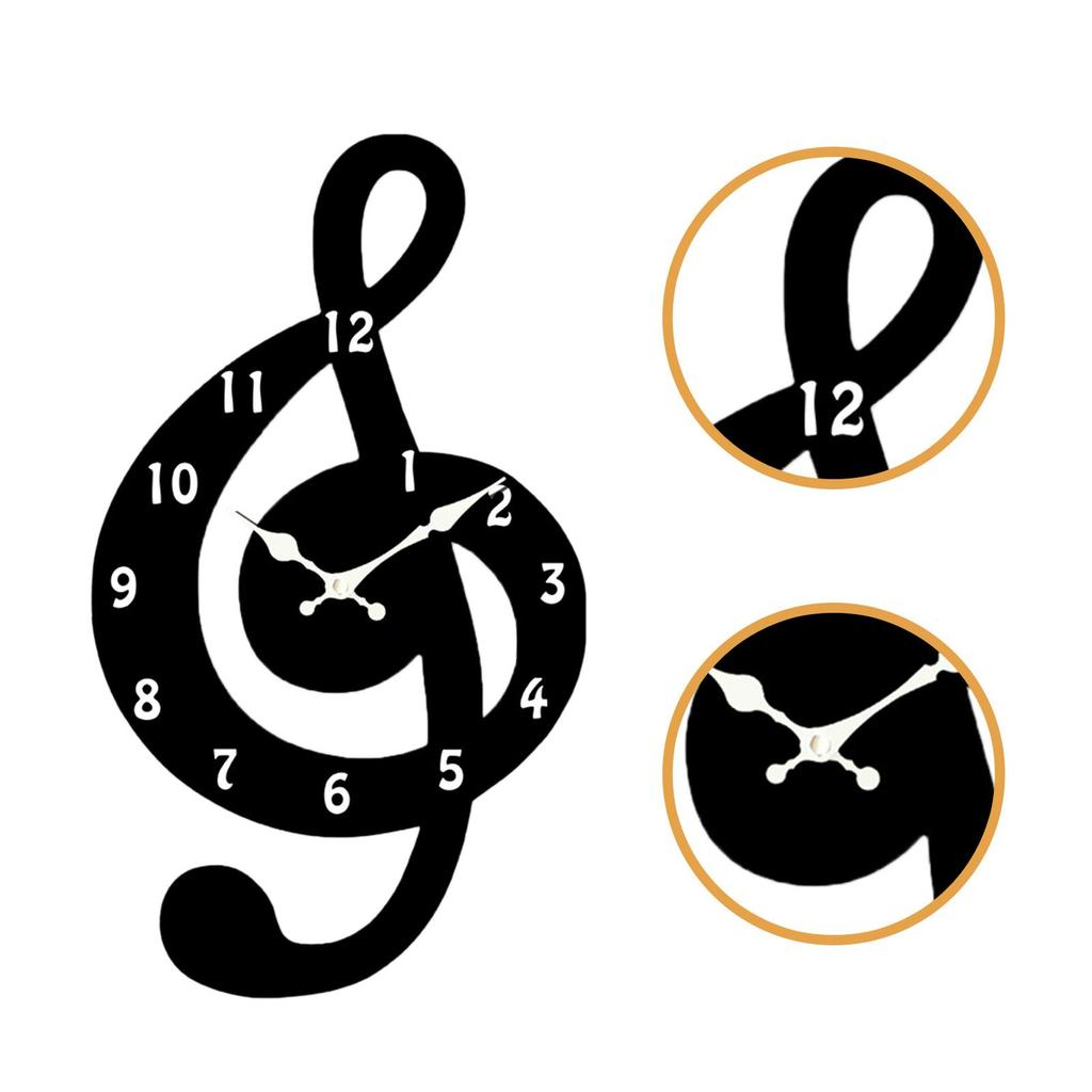 Music Wall Clock Cute Creative Clock Wood for Living Room Hotel Dining Room