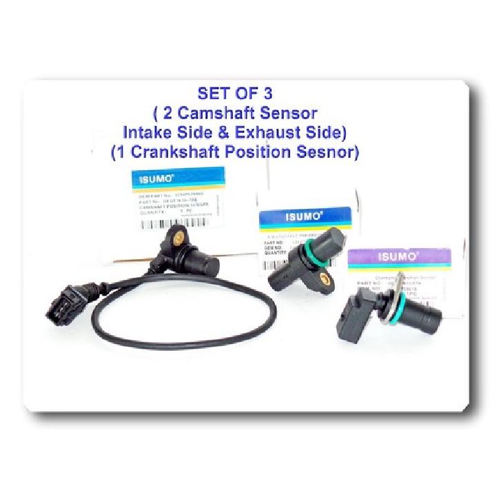 Set of 3 (2 Engine Camshaft & 1 Crankshaft Position Sensor Fits: BMW