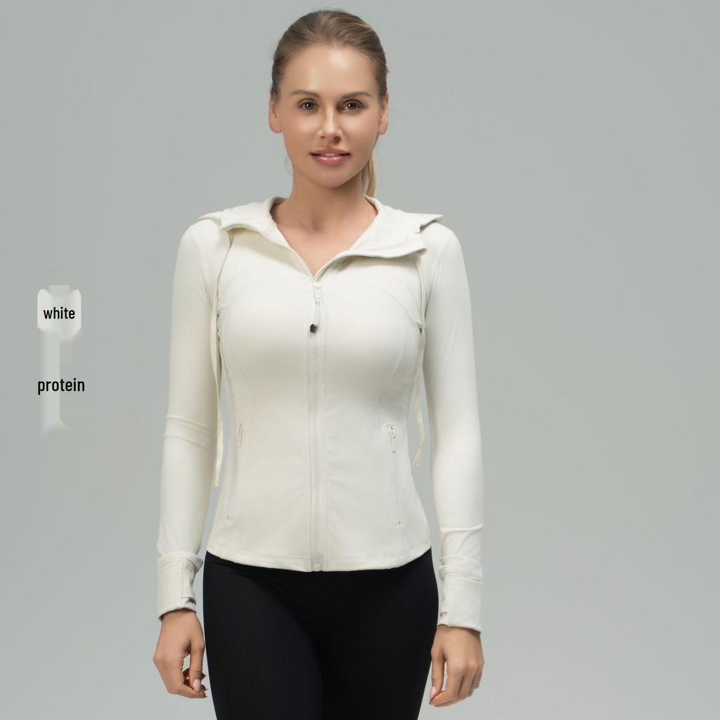 Luludarling Damska Bluza z Kapturem do Jogi - Wyszczuplający Szczotkowany Top Sportowy