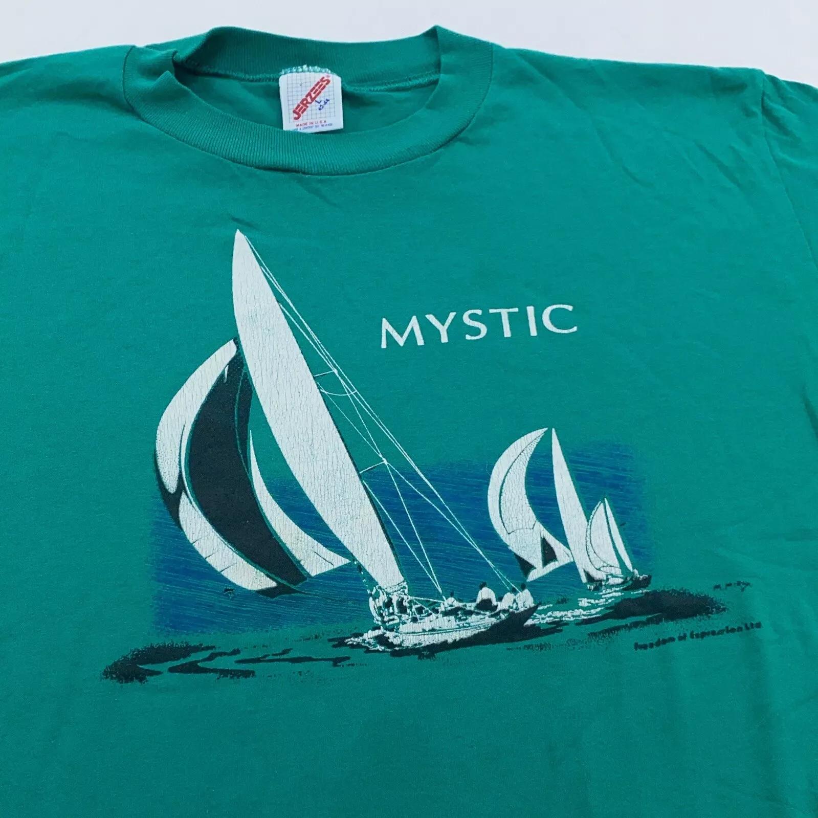 

vintage 90s MYSTIC CONNECTICUT SAILING T-Shirt MEDIUM/LARGE beach surf soft L