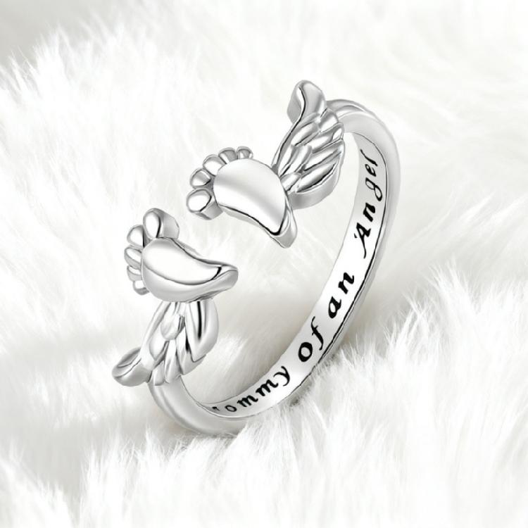 Charm Adjustable Silver Angel Rings For Women Portable Yet Sturdy As Sentimental Gift For Lovers