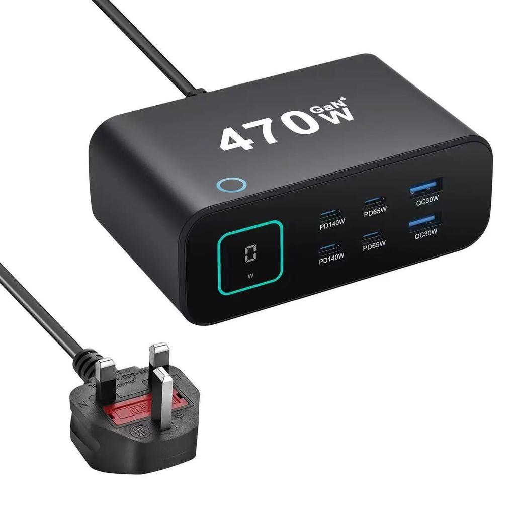 TFT Display Desktop Multi-functional Gallium Nitride PD3.1 140W 470W Multi-port Fast Charger