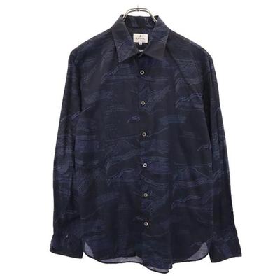 Made In Japan Logo Print Long Sleeve Shirt 48 Navy System Men's Used