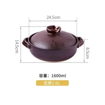 Ceramic Casserole Japanese Clay Soup Pot Hand Painted Arabesque Cookware Stew Pot Kitchen Home Small Saucepan Cooking Supplies