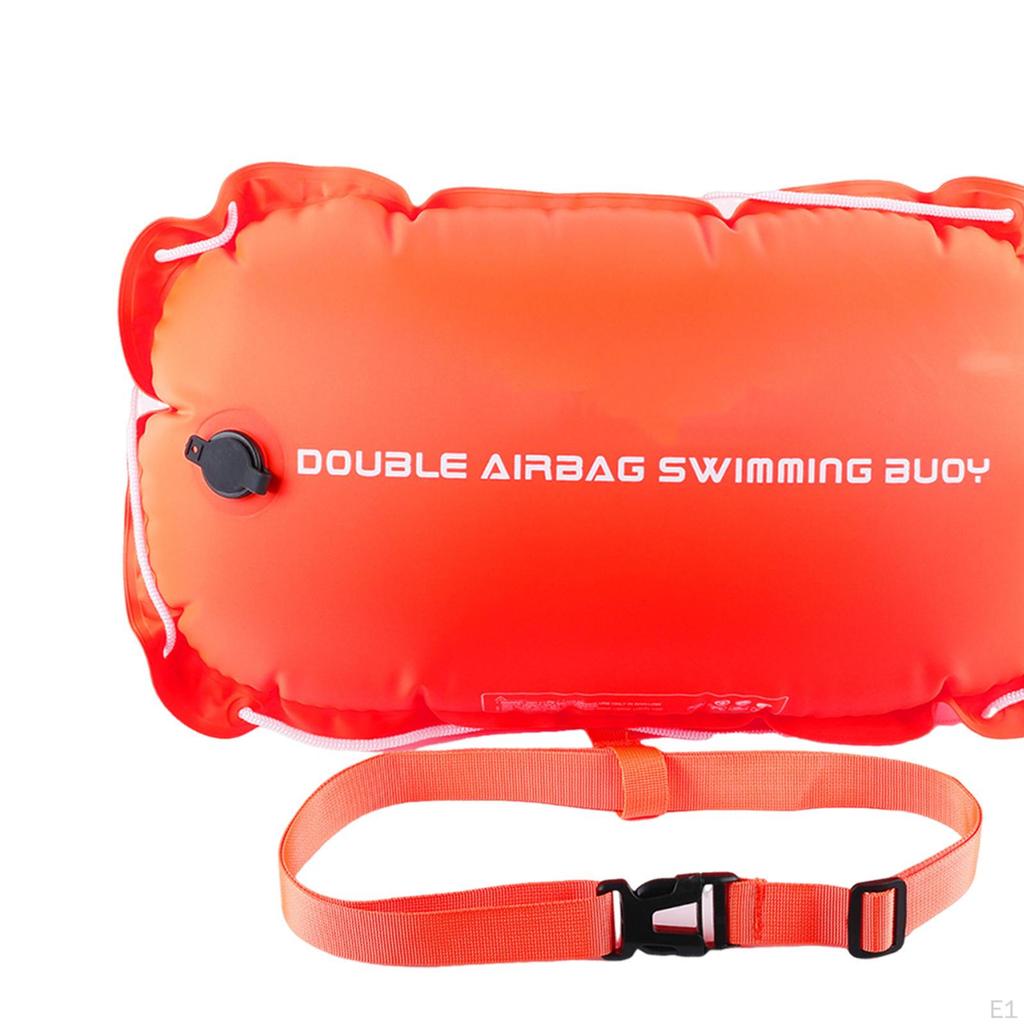 Floating Swim Buoy for Swimmers with Compact Waist Belt 12kg Folding Double Inflatable Cushions