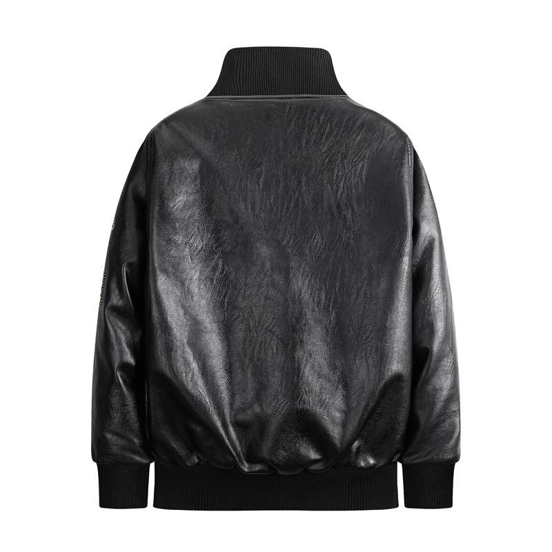 מעיל עור לגברים מעיל עור PU רטרו לאביב ולסתיו מעיל עבודה לגברים חליפת טייס של חיל האוויר MA1 לאופנוע