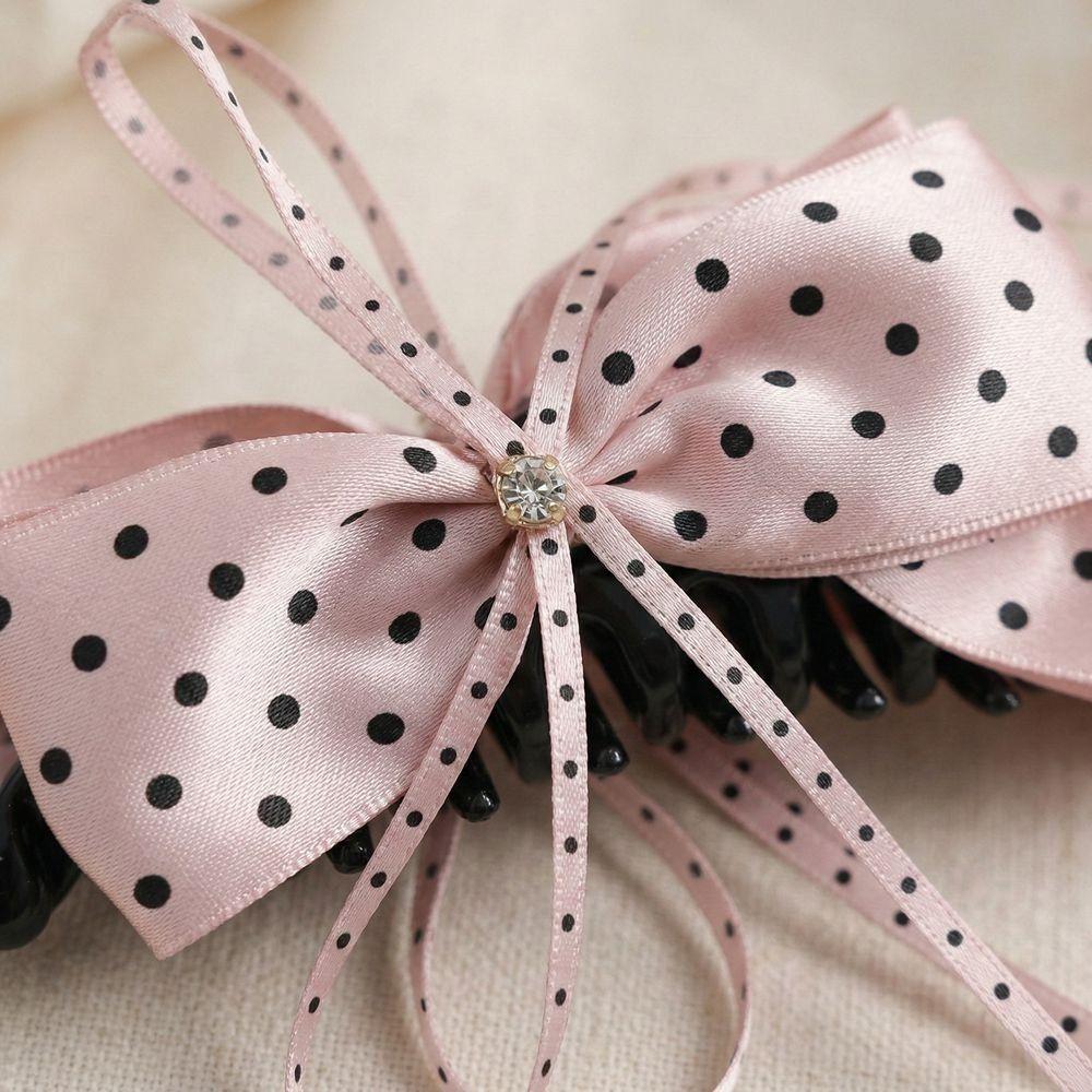 Sweet Polka Dot Bow Hair Clip Cloth Sweet Hair Accessories Elegant Ribbon Banana Clip  School