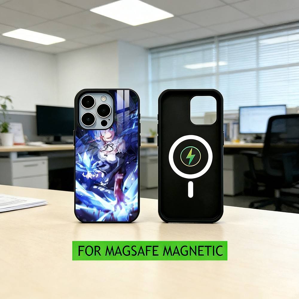 

Чехол для телефона Zero Нацуки Субару REM для iPhone 17, 16, 15, 14, 13, 12, 11 Plus, Pro, Магнитный с Magsafe, Беспроводная зарядка iPhone15PROMAX