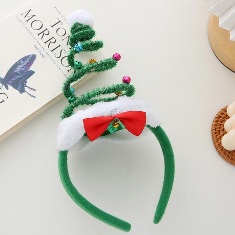 Fluffy Christmas Tree Spring Headband for Women Cartoon Christmas Headwear