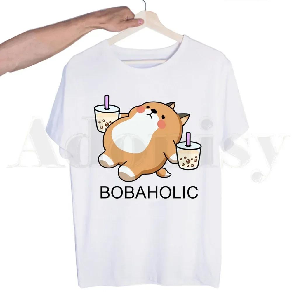 Bubble Tea Cute Cartoon Fashion Kawaii Graphic Tshirts Men Fashion Summer T-shirts Tshirt Top Tees Streetwear Harajuku Funny