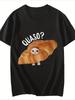 2026 Summer Unisexs Funny Croissant Cat Pattern Tshirt Cotton Casual Stylish Streetwear Oversized Suitable For Any Occasion