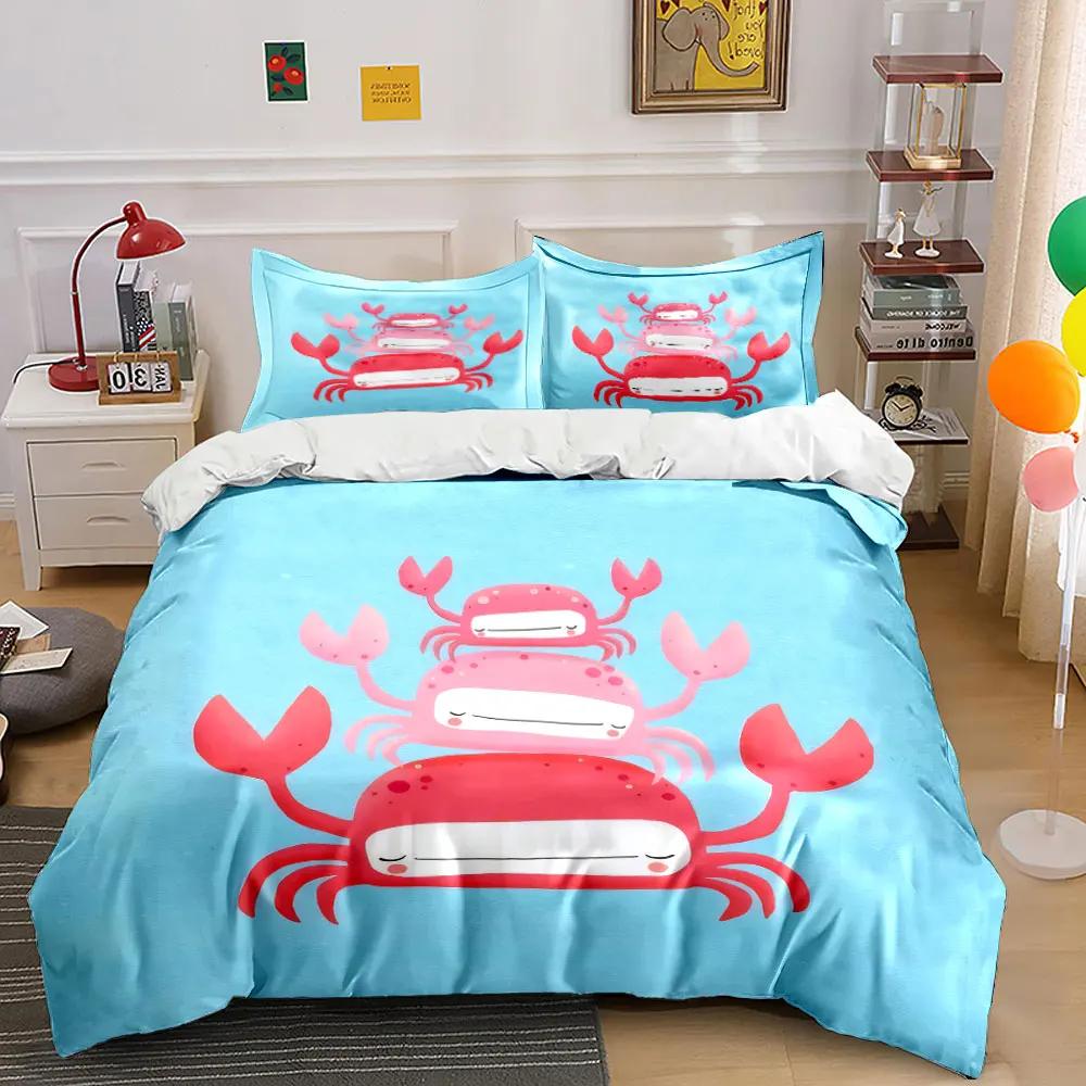 "Crab Themed Decorative Art Set" Soft Comfortable Duvet Cover Bedding Set Included 1*Duvet Cover & 2*Pillowcases Gift