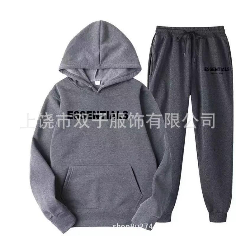 Unisex Hooded Sweatshirt Set Casual Sportswear Lightweight Cotton Blend Long Sleeve Top Pants