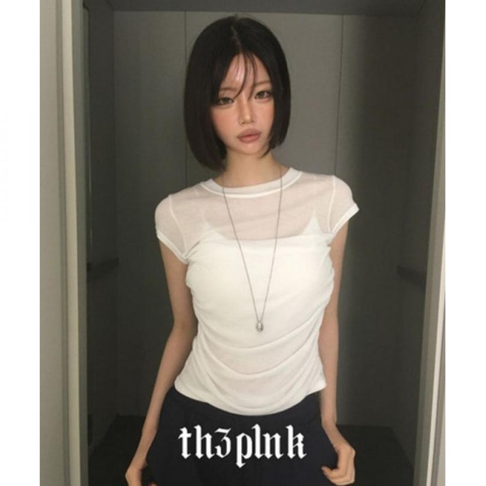 The Pink Slim FiT Sheer Layered ShorT Sleeve T shirT