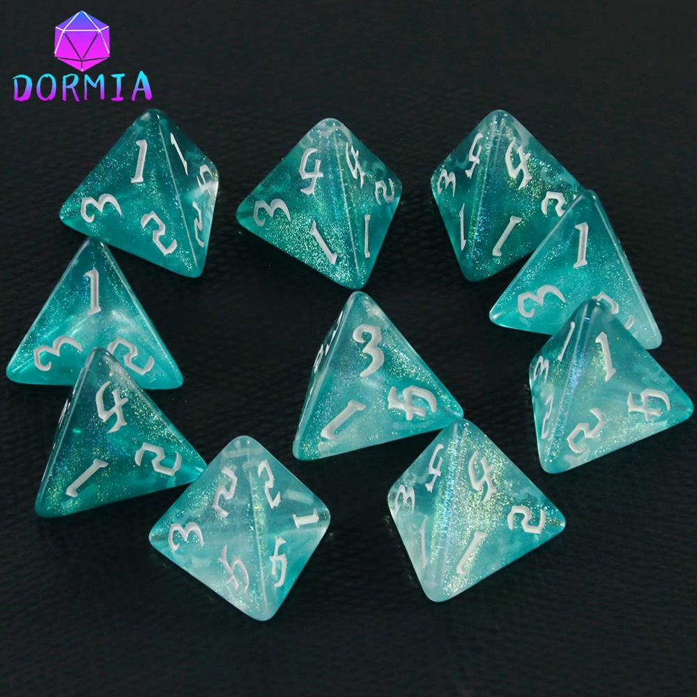 D4 Gemischte Farben Polyedrische Würfel Hohe Qualität 4-seitige Bunte Glitzerwürfel für Mathematikunterricht Spielen von Tischspielen