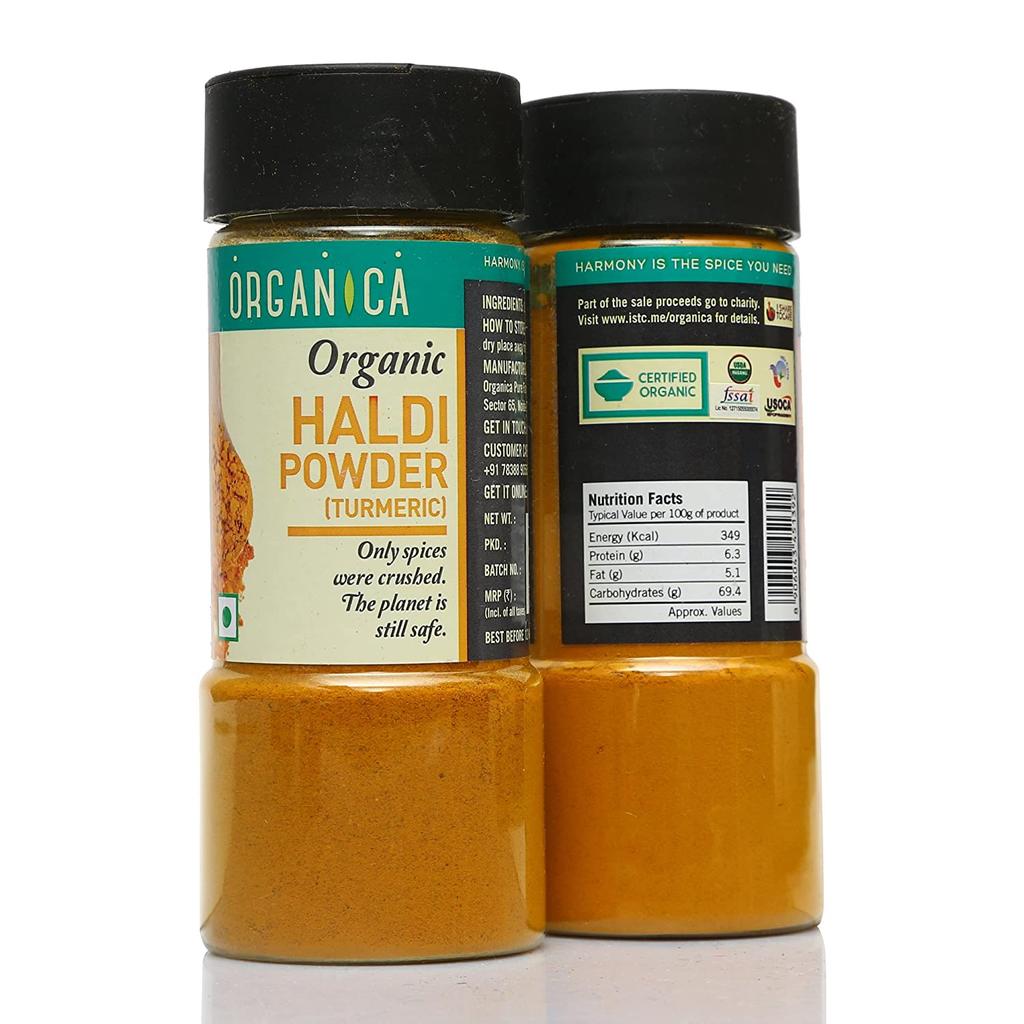 Mielona kurkuma (75 gramów), Haldi Proszek Organiczny