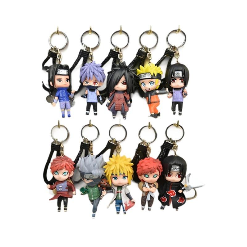 Naruto Anime Figure Keychain Haruno Sakura Hatake Kakashi Gaara Uzumaki Naruto PVC Pendant key Rings Kids Birthday Toy Gift