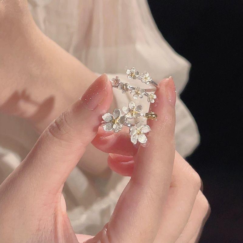 Ancient Flower Ring Female Iris Jasmine Index Finger Ring Open Butterfly Camellia Rose Ring