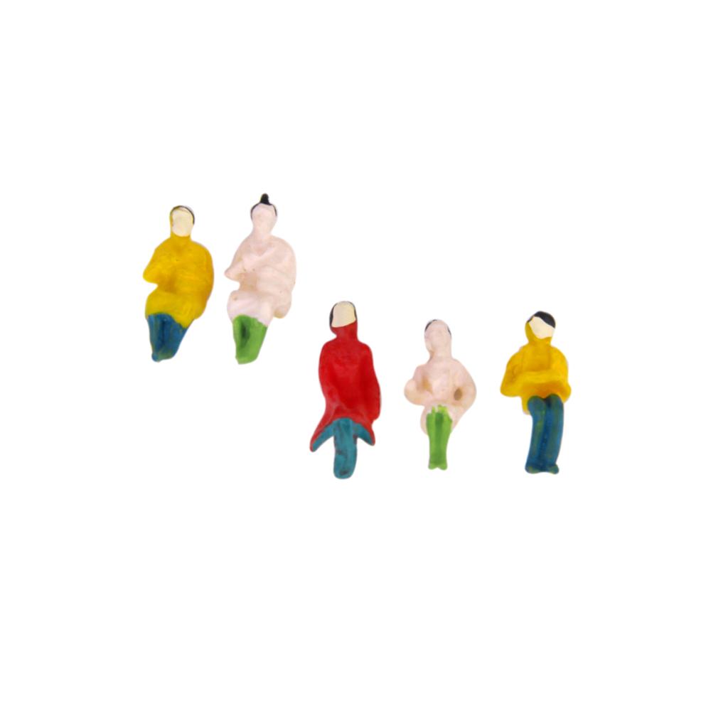 100x Painted Model Train Seated People Passengers Figures 1:100 TT Scale