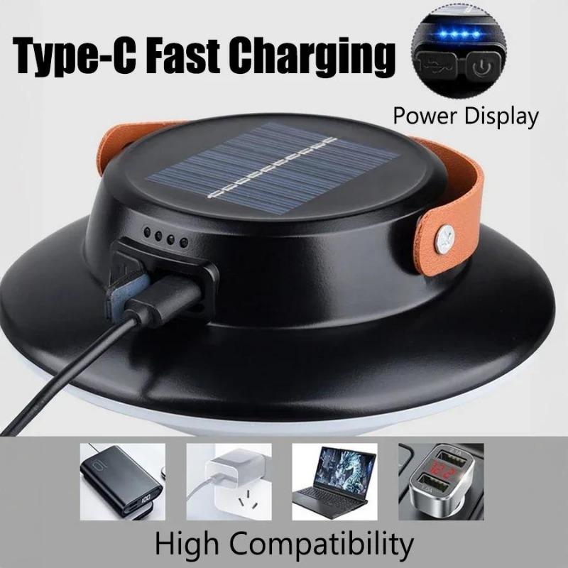 LED Solar Camping Light Waterproof Rechargeable Outdoor Hanging Light Portable Fill Light Work Maintenance Emergency Lighting