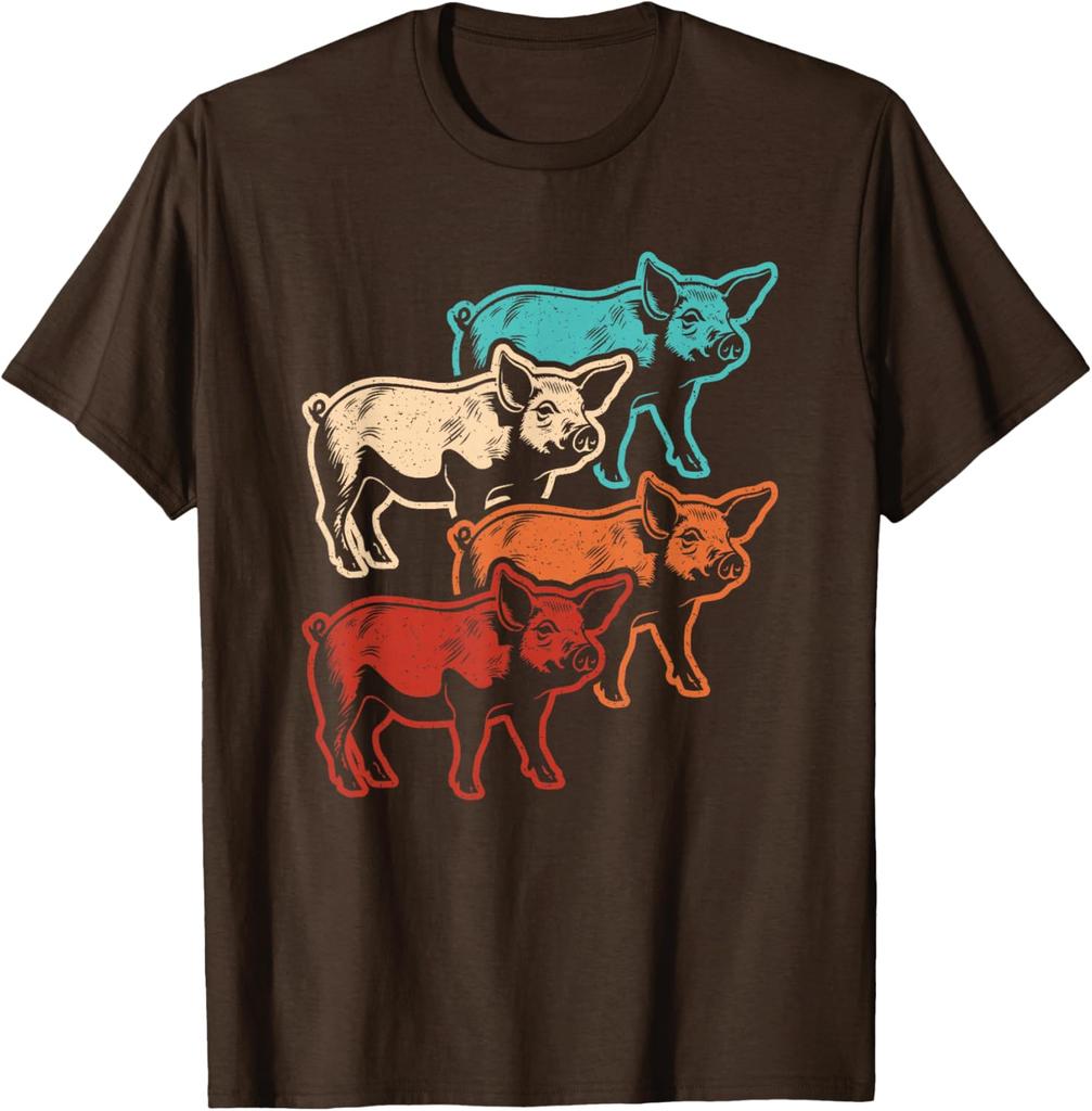 Retro Pigs Graphic Tee Vintage Farm Animal Lover Farmer Men Women T-Shirt