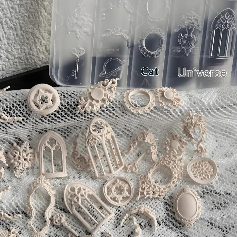 Silikonowa forma 3D do zdobienia paznokci Styl Europejski Wzory Retro Świecznik Design Świecy Dekoracja DIY Przezroczysty Szablon do Manicure