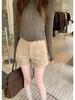 Women's 2025 Retro Suede Wide-Leg Shorts - Casual Winter Bootcut with Large Pockets