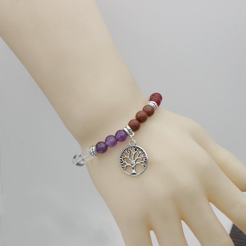 7 Chakra Beaded Yoga Bracelet - Round Wheel Design