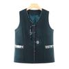 Langsha Women's Chinese Style V-Neck Button-Up Quilted Vest