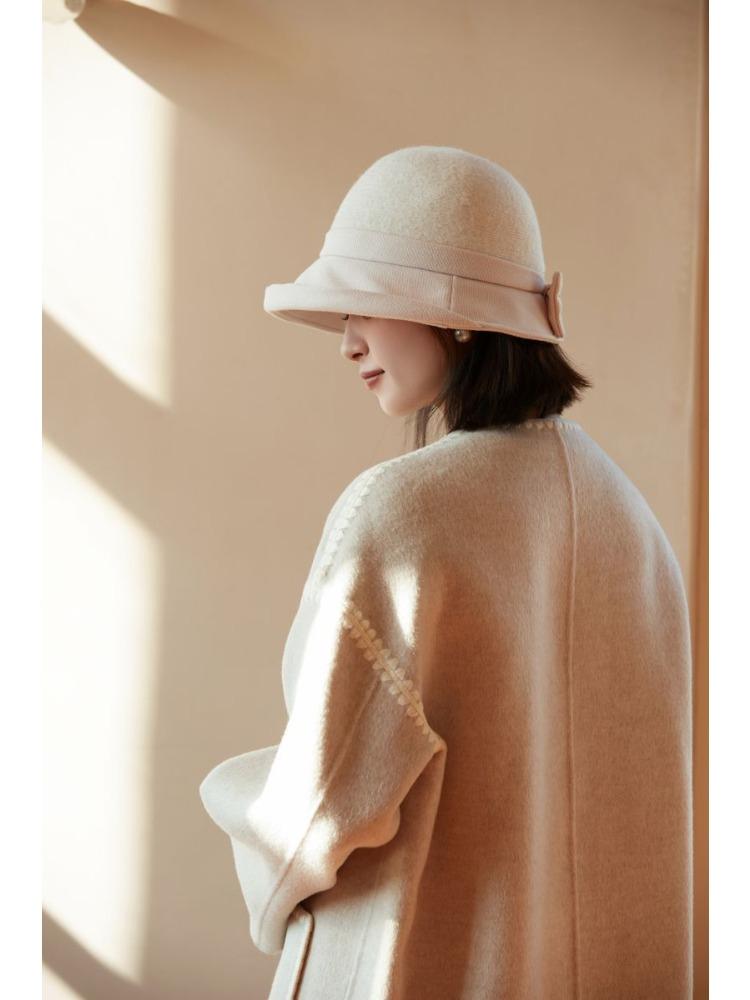 Autumn and Winter Warm Elegant Woolen Basin Hat Retro Bucket Hat Spring and Autumn Windproof Perfect for Cold Weather, Winter Headwear