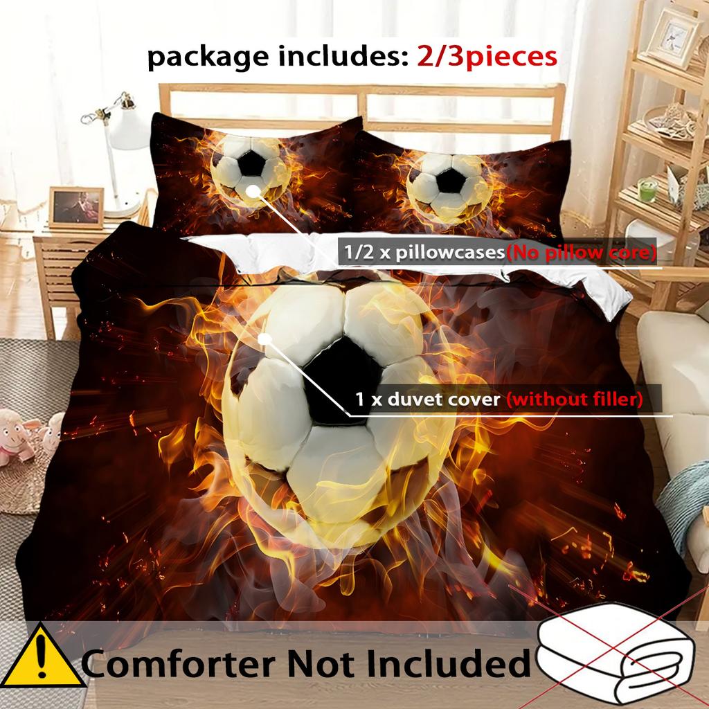 Comforter Football Impact Cement Wall Hexagonal Impact Crush Print 3D Visual Effects Style Polyester Comfortable