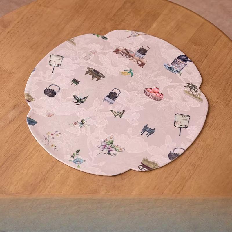 

Brocade Teapot Mat Cotton and Linen Dried Tea Mat Chinese Waterproof Tablecloth Household Circular Tea Ceremony Accessories