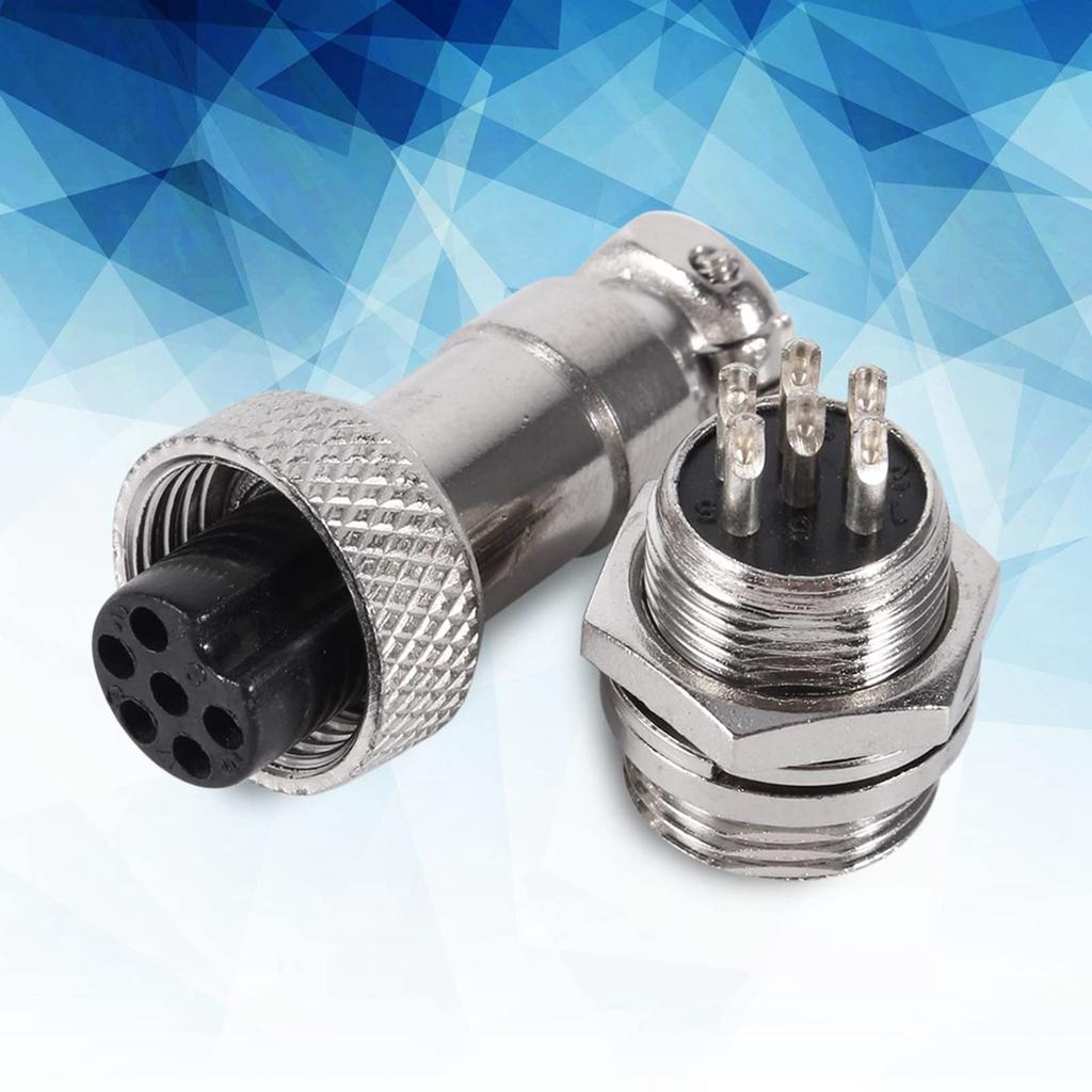 10 Sets GX12 6-Pin 12mm Plug M FEM Socket Connectors Zinc Low Voltage M FEM Connectors with Metal Socket Plugs for Various Applications