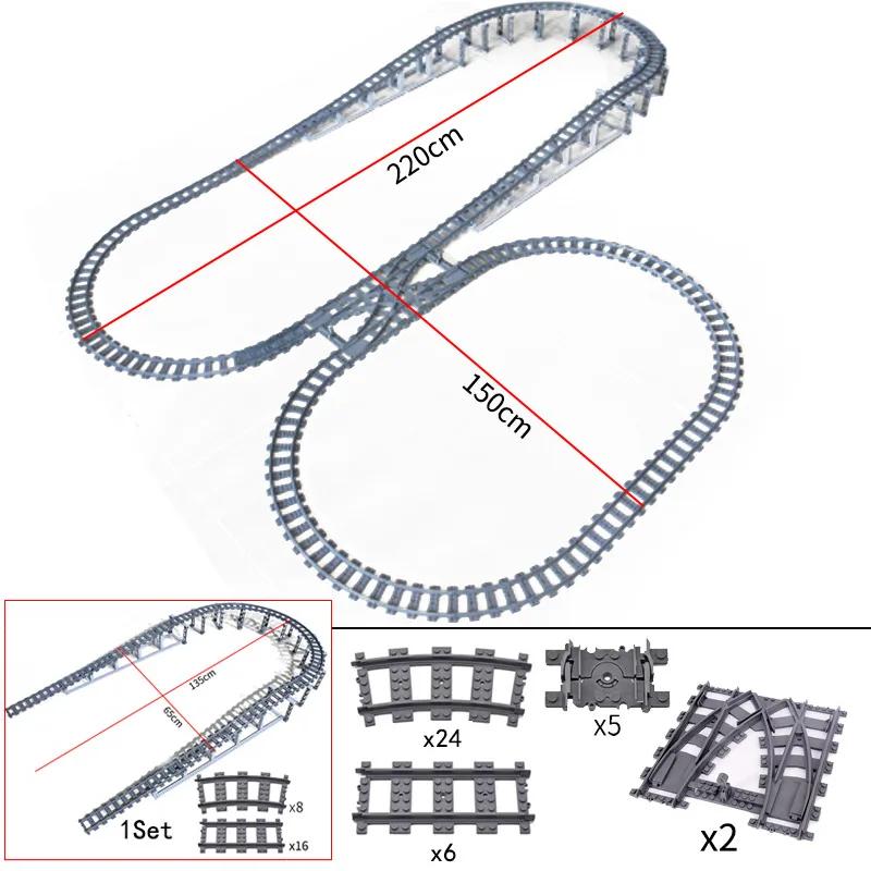 Compatible With LEGO MOC Railroad Bridge Train Track Combination Scene Building Blocks DIY Cross Track Bricks Toys Rail Car