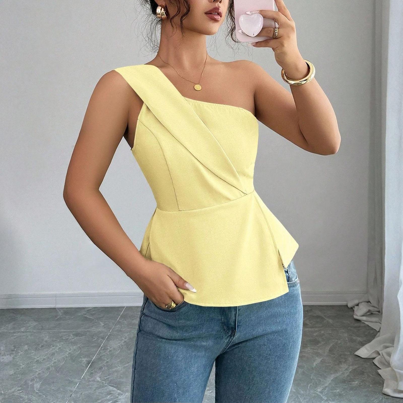 Women s Fashionable Casual -color Vest Top XL жёлтый