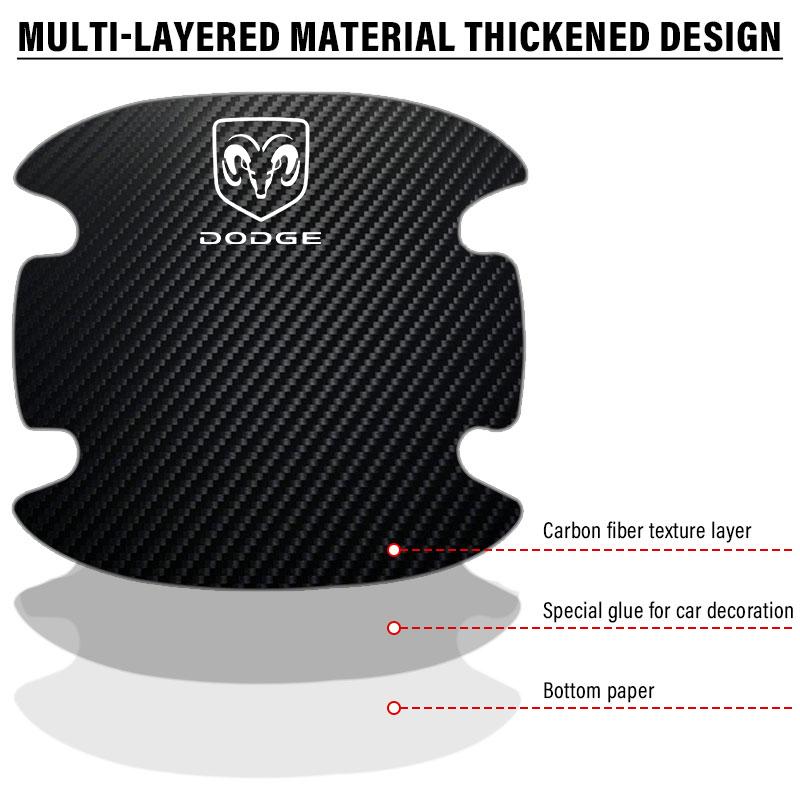 4 db/szett Autó Ajtókilincs Karcolásgátló Matrica Karbonszálas Dodge Journey Caliber Challenger Charger Ram 1500 Stratus Dart Dakota Durango