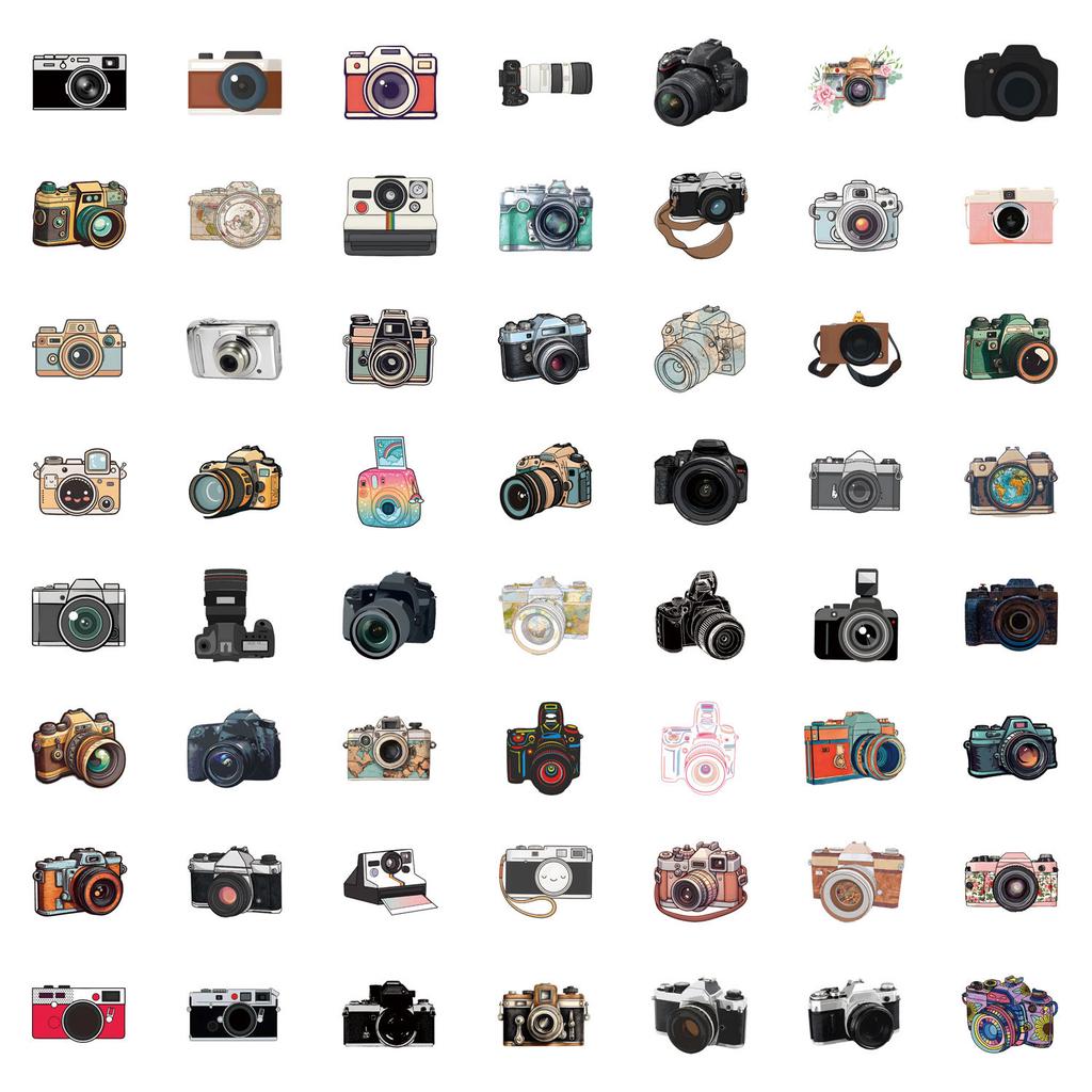 55 New Camera Graffiti Stickers Decorative Skateboard Mobile Phone Waterproof Stickers