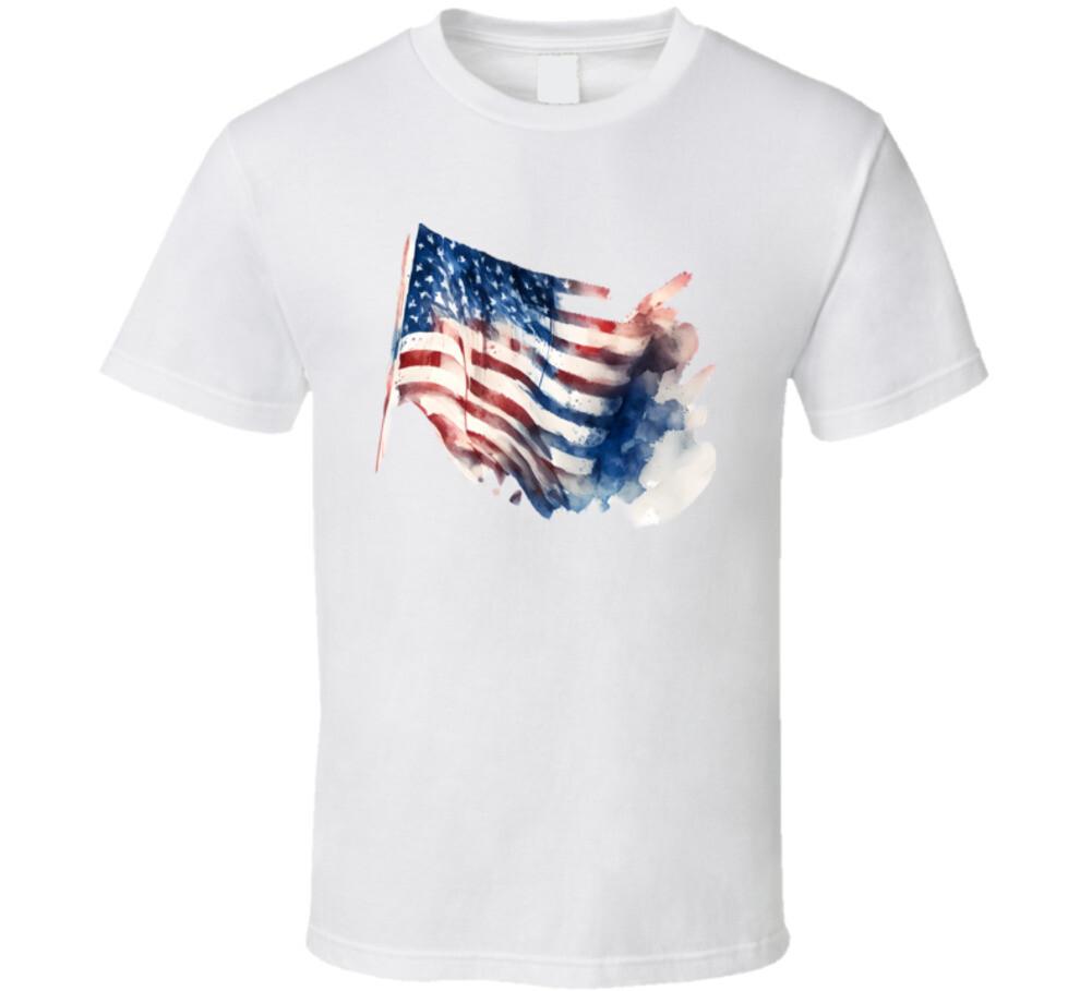 Painted American Flag T-shirt Patriotic Stars & Stripes Tee Usa Unisex T Shirt XXXL