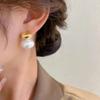 LATS Neue Französische Elegante Goldfarbene Bohnen-Spleiß-Flache Zirkon-Ohrringe für Koreanische Mode Zirkon-Party Damen Süße Accessoires