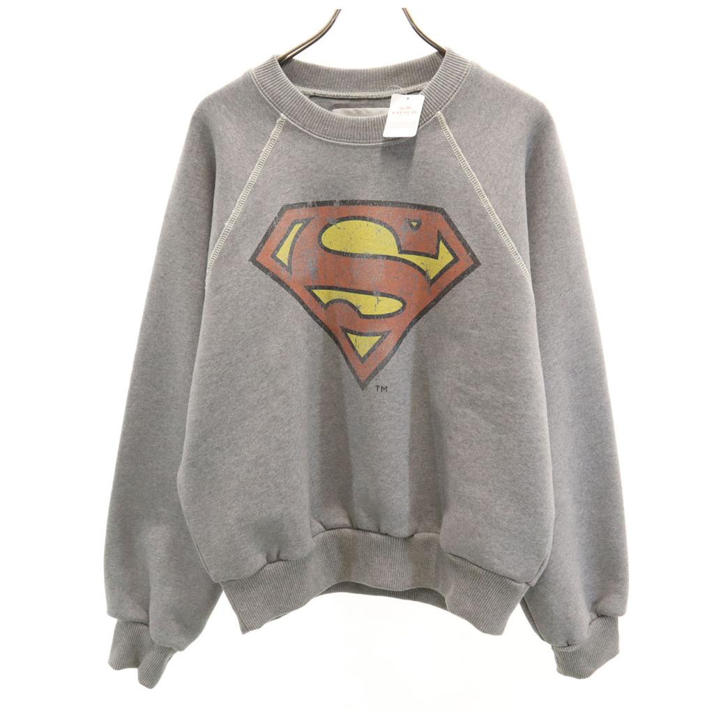 Ubrukt COACH Langermet raglan-sweat M grå ×DC SUPERMAN fleecefôr Herre Brukt