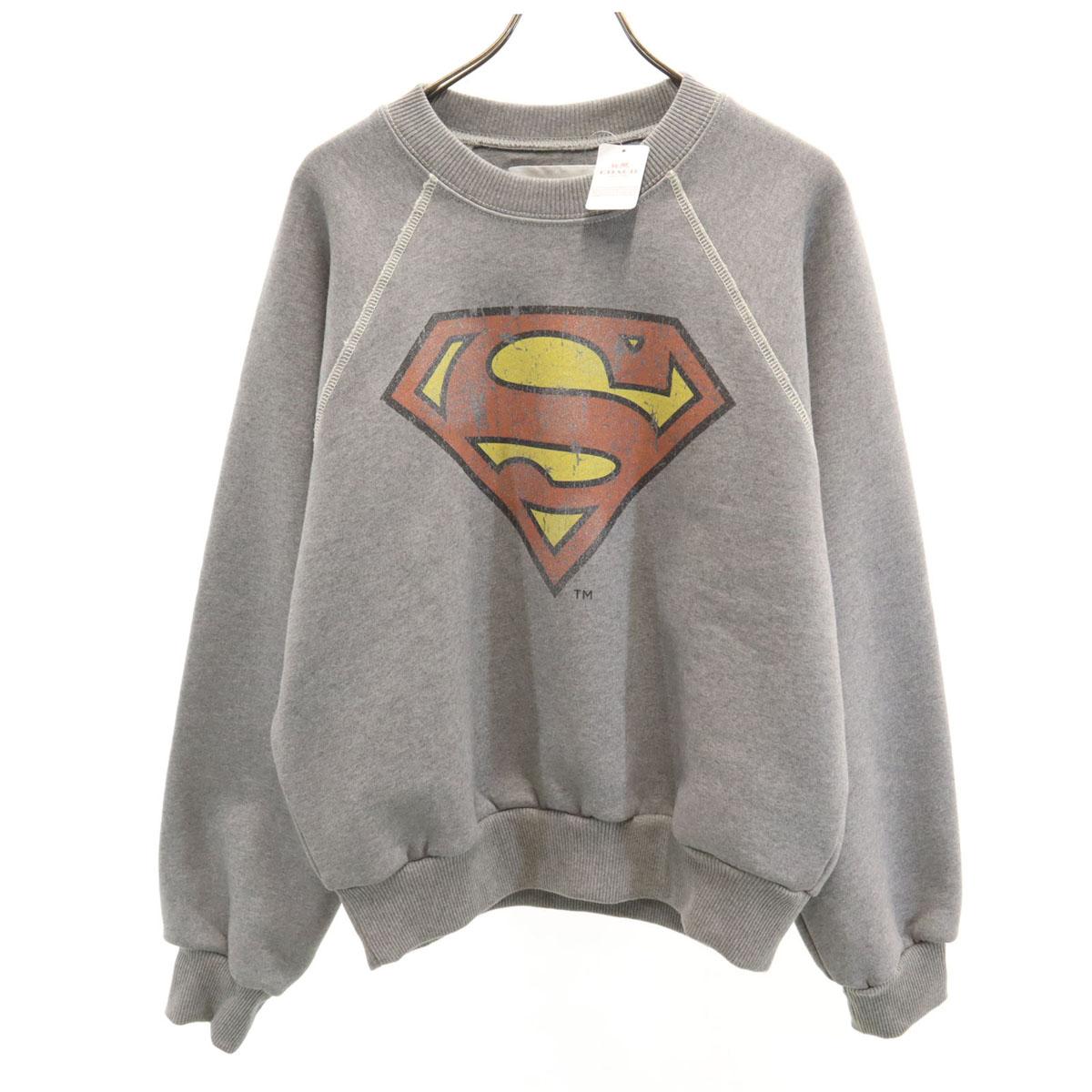 

unused COACH Long sleeve raglan sweat M gray ×DC SUPERMAN fleece lining Men s Used