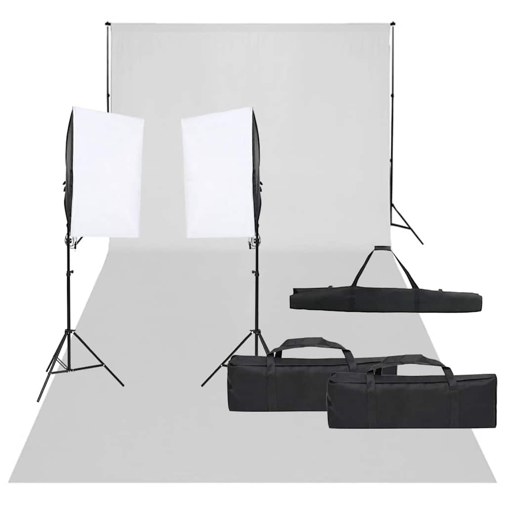 Vidaxl Fotograficzny Zestaw Studyjny Z Lampami I Tłem