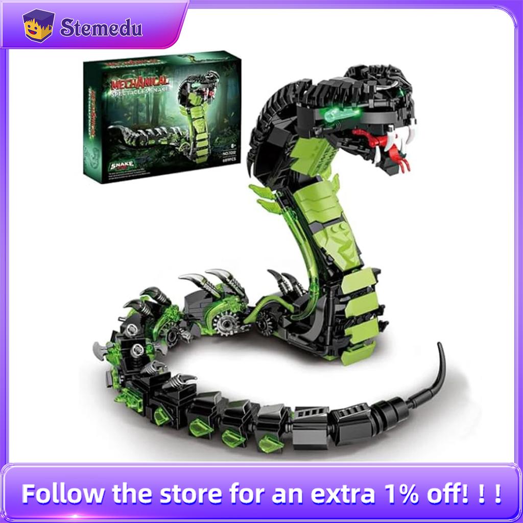 MOC 7052 Mechanical Snake Model Sets 689Pcs STEM Technological Cobra Animals Building Blocks Bricks Toys for Kids Childrens Toys