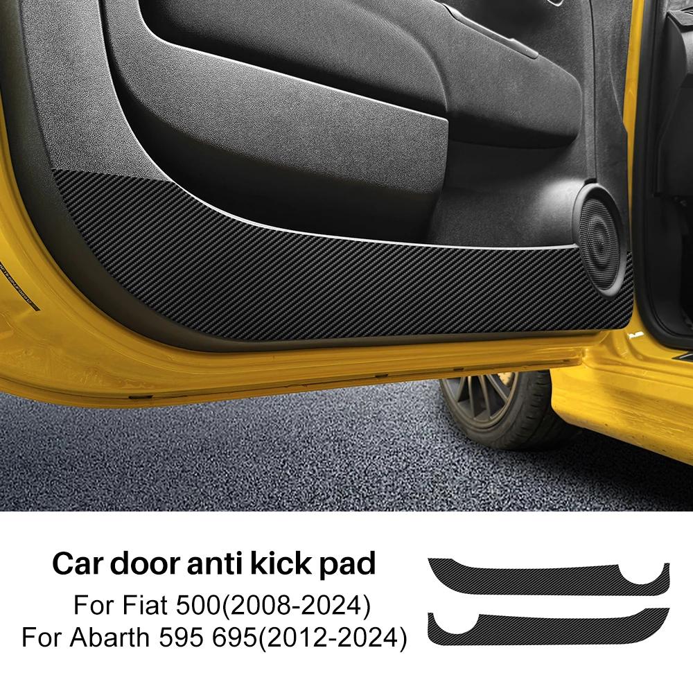 Suede Door Anti-kick Pad For Fiat 500 2008-2024 Abarth 595 695 2012-  2024 Car Leather Carbon Mat Interior Trim Accessories