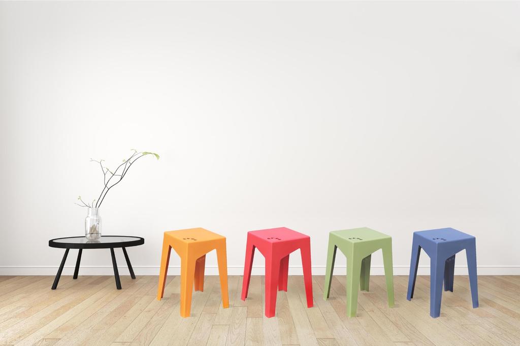 Stackable Plastic Stool, Lightweight, for Outdoor Use (Blue, 1)