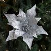 29CM Artificial Poinsettia Flower Sequins Sparkling Christmas Glitter Flower Gold Red Glitter Simulation Flowers