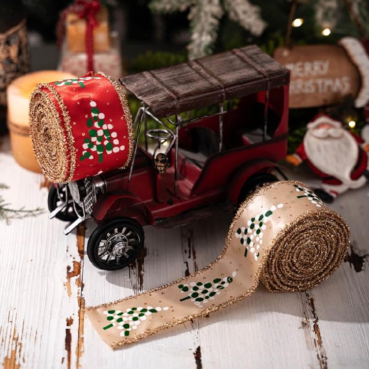 Christmas Craft Ribbon 5.46yardX5cm For Art Craft Christmas Tree Wreath Doorway Holiday Party Decoration and Packaging