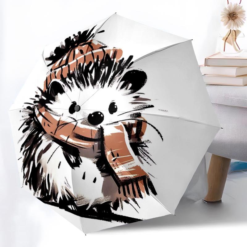 1pc Hedgehog Winter Automatic Open/close Umbrella, 8-Rib Sturdy Structure, Auto Folding/Opening, Portable Travel Umbrella for Women, Parties C41