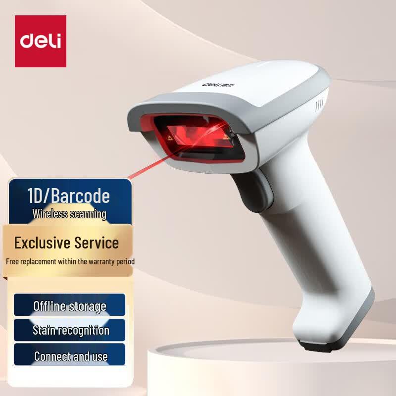 Deli 14881S Wireless 1D Laser Barcode Scanner