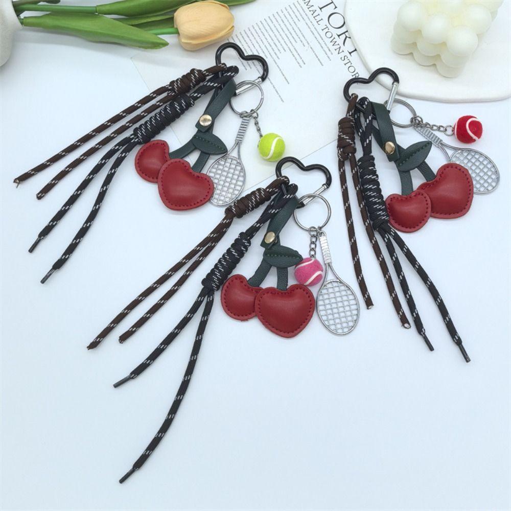 Girl Heart Braided Rope Keychain Hand-Woven Tennis Racket Key Chain  Bag Accessories